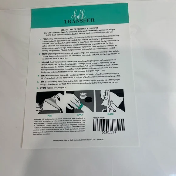 Chalk Couture Happy Camper Transfer, Size D 18x18, Camping Outdoors RV Sport New - Picture 2 of 4